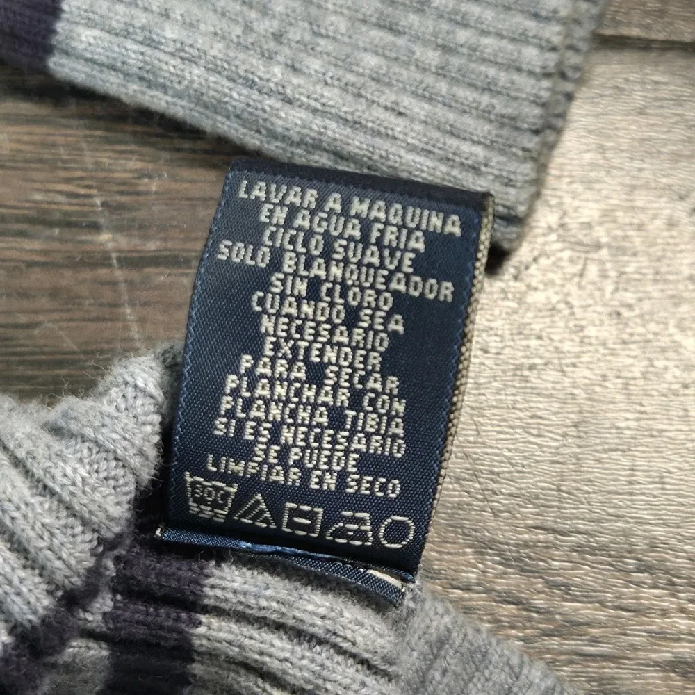 VTG Polo Ralph Lauren Polo Jeans Co Sweater Mens XL Gray Blue Stripe Crewneck